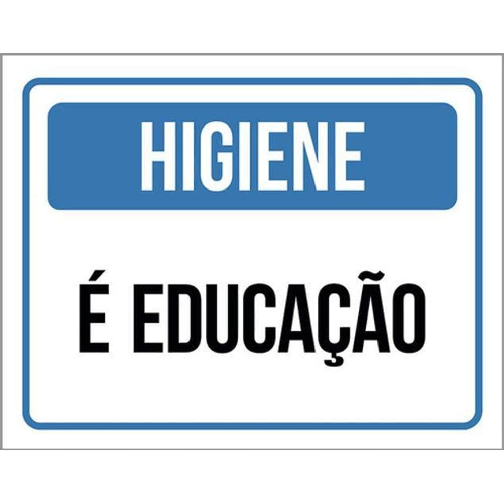 Kit 3 Placas Higiene É Educação Azul 36X46