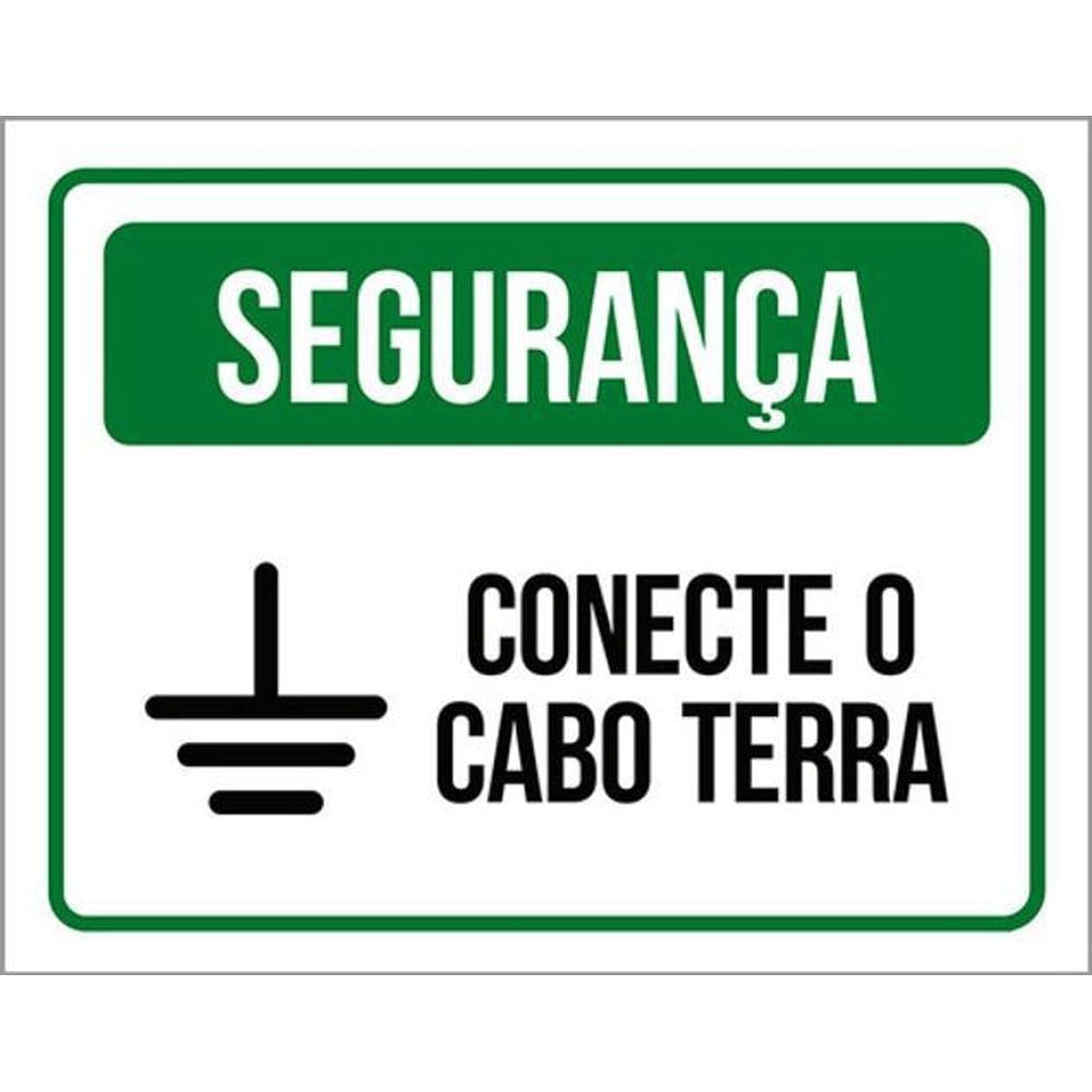 Kit 3 Placas De Segurança Conecte O Cabo Terra 36X46