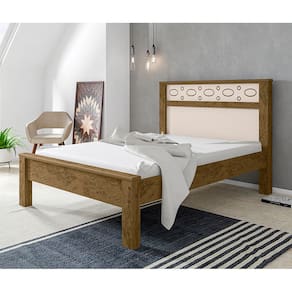 Cama Casal em Mdf Las Vegas - Amêndoa/off White