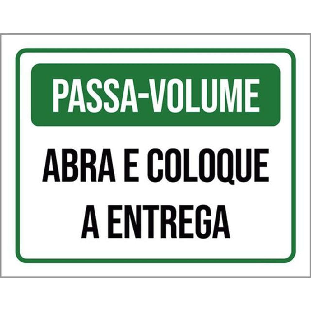Kit 3 Placas Passa Volume Abra Coloque A Entrega Verde 36X46