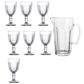 Jogo Para Refresco 7 Peças em Vidro Jarra 1.2l Taça 320ml Dy