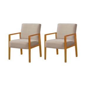 Kit 2 Poltronas Base em Madeira Maciça Decorativas Bora Bora Veludo Bege