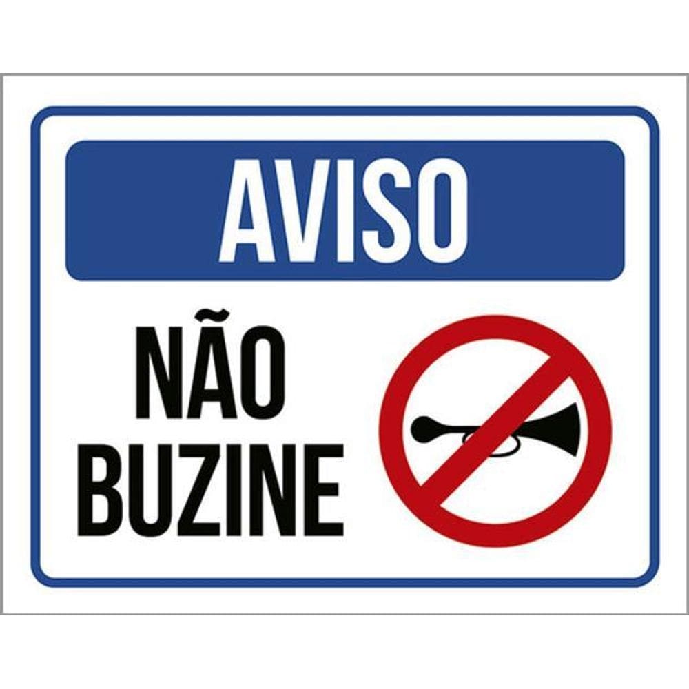 Kit 5 Placas Aviso Não Buzine Proibido Ícone 36X46