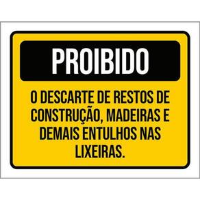 Kit 5 Placas De Proibido Descarte Construção 36X46