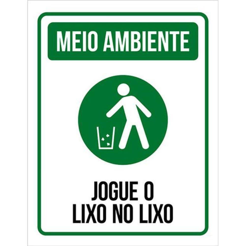 Kit 5 Placas Meio Ambiente Jogue Lixo No Lixo 36X46