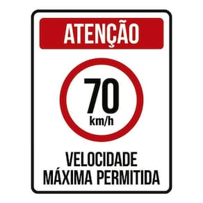 Kit 5 Placas Velocidade Máxima 70Km Máximo 36X46