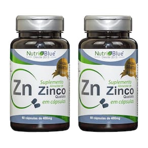 Kit C 2 Suplemento Zinco Quelato 400Mg 60 Cápsulas Nutriblue