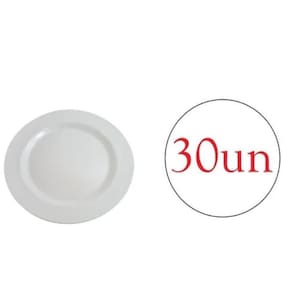 Prato Redondo De Melanina Branco Refeição Festa 25Cm - 30Un