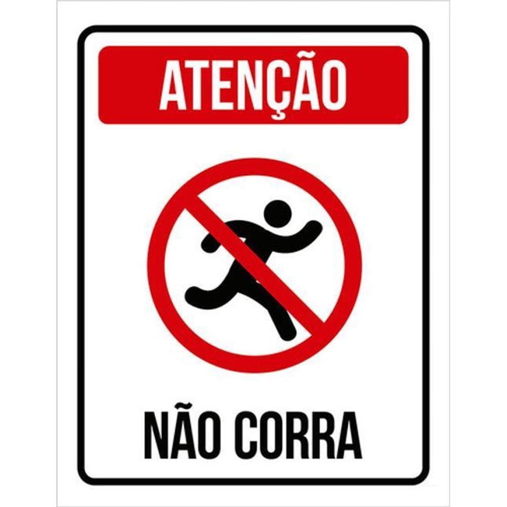 Kit 5 Placas Atenção Não Corra Desenho 36X46