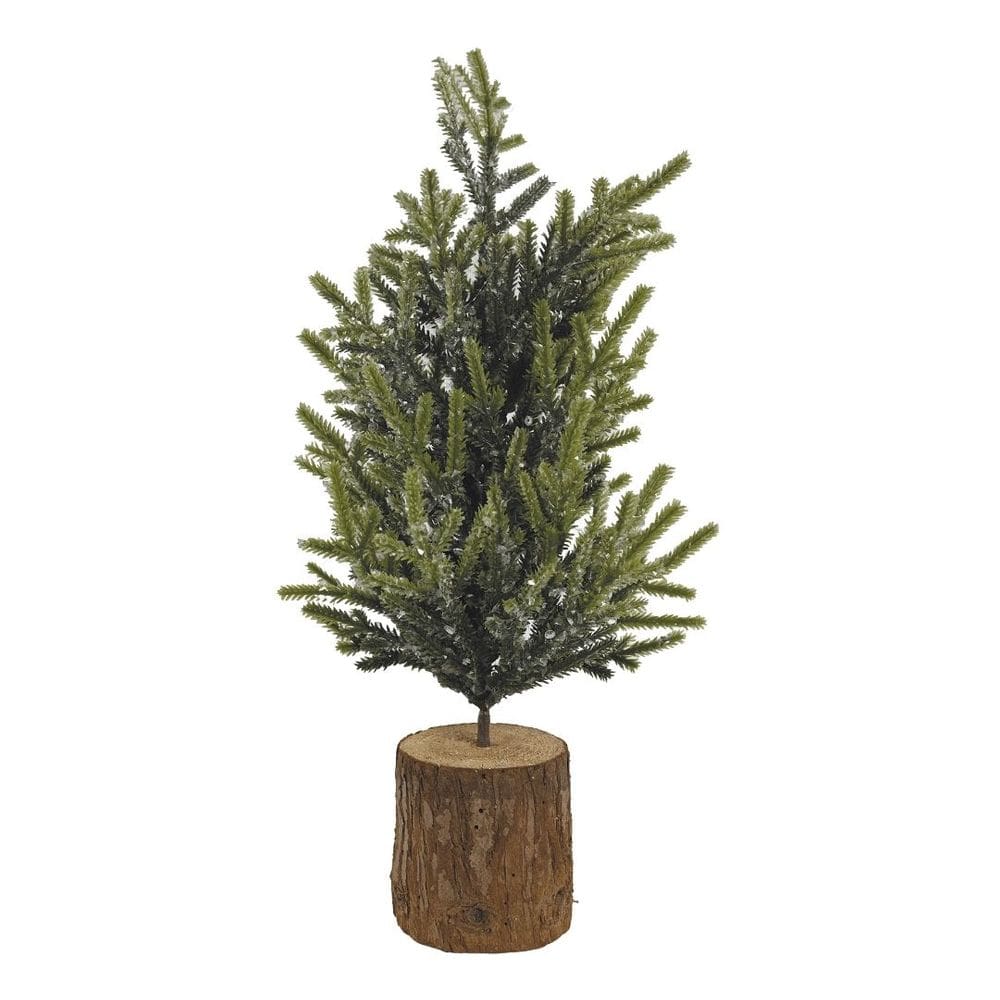 Pinheiro Nevado Base Tronco Enfeite de Mesa Rústico 35cm - Magizi