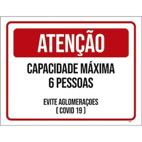 Kit 5 Placas Atenção Capacidade Máxima 6 Pessoas Evite 36X46