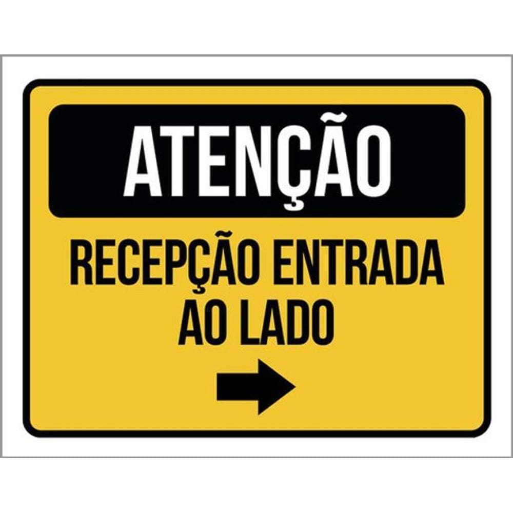 Kit 5 Placas Atenção Recepção Entrada Ao Lado 36X46