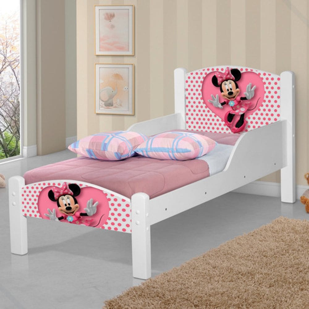 Mini Cama Infantil Adesivada Da Minie - Cor Branco