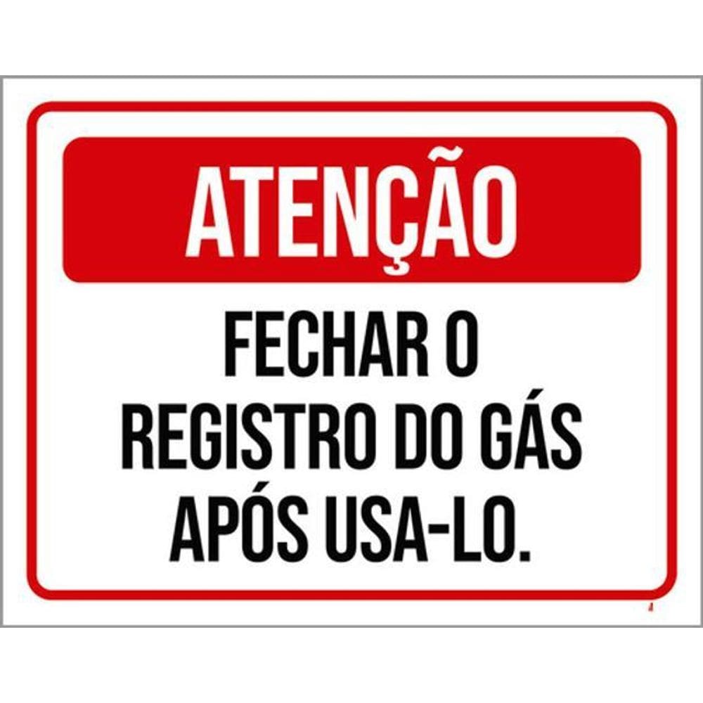 Kit 5 Placas Fechar Registro Gás Após Usa-Lo 36X46