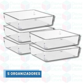 Organizador Quadrado Grande Modular Banheiro Gavetas 5 Uni