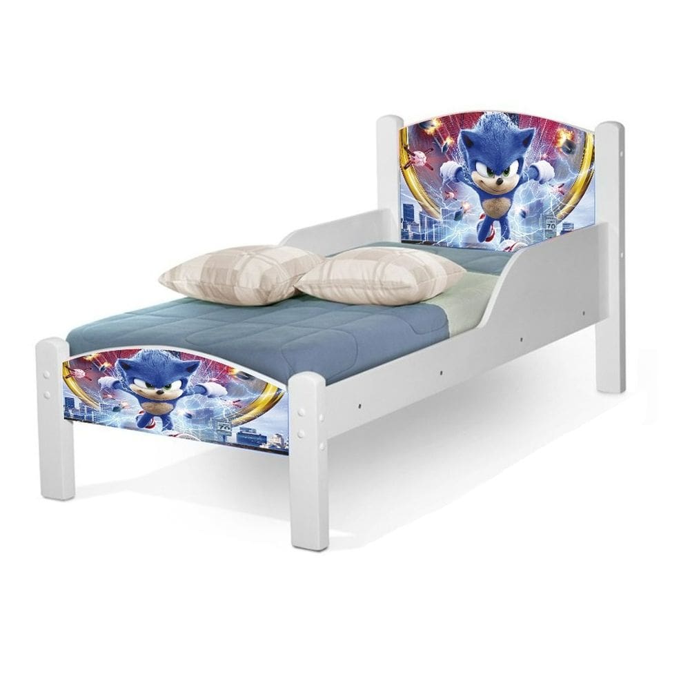 Mini Cama Infantil Adesivada Do Sonic