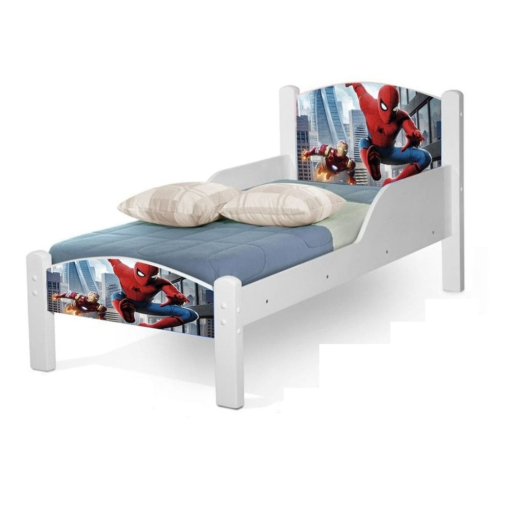 Mini Cama Infantil Adesivada Do Homem Aranha Com Colchão