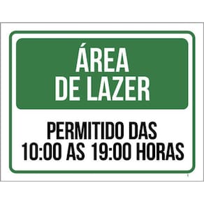 Kit 5 Placas Área De Lazer Horário Permitido 36X46