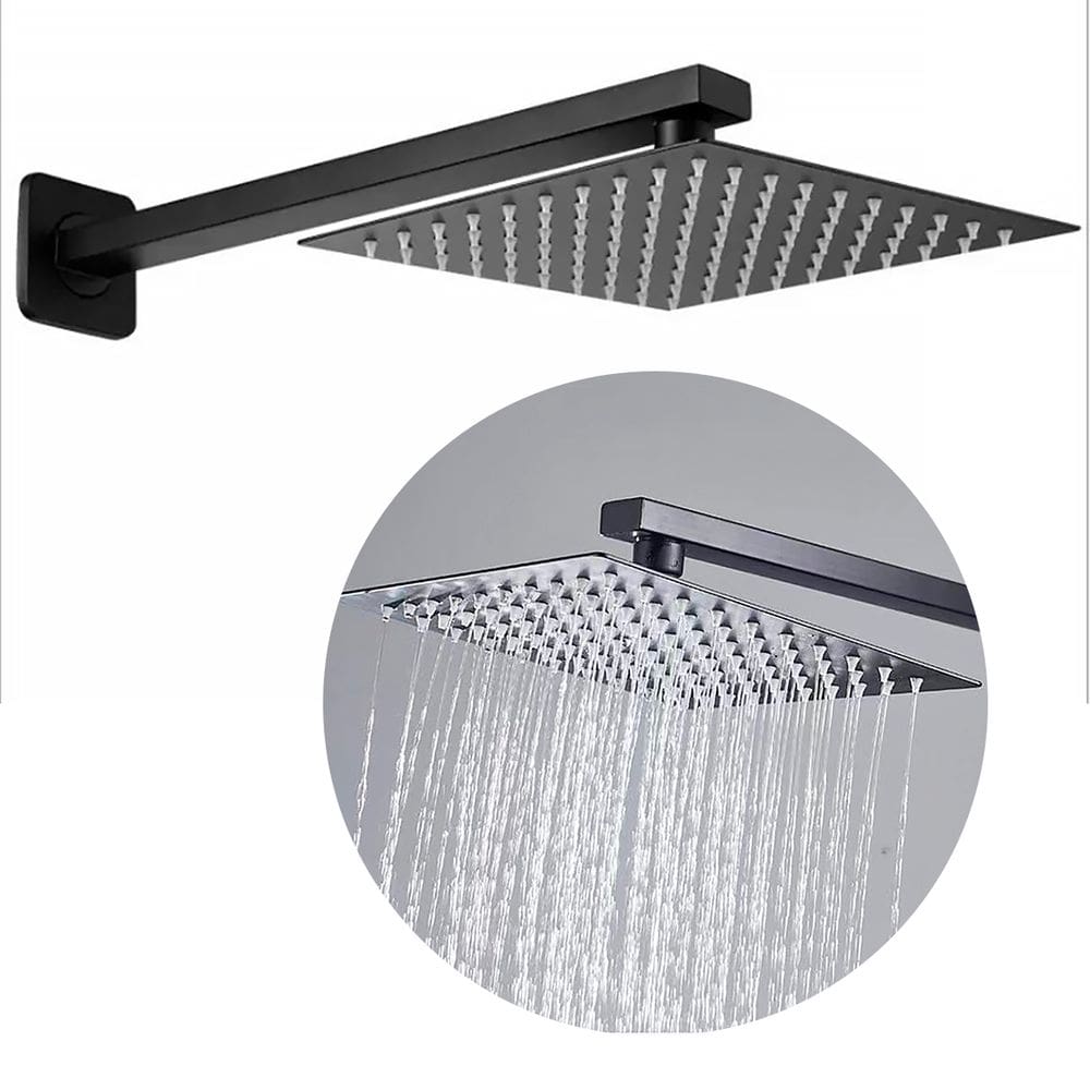 Ducha Chuveiro 20x20 Preto Aço Inox Luxo Braço 40cm Solar Gás Brinovar