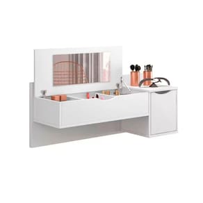 Penteadeira Camarim Blush Suspensa Branco com 02 Portas e Espelho - Albatroz