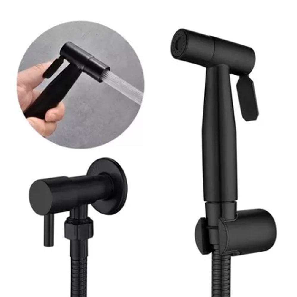 Ducha Higiênica 1/4 Volta Luxo Gatilho Aço Inoxidável 304 Acabamento Preto Fosco Brinovar