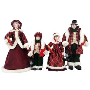 Familia Natalina Pai, Mãe E Filhos Vinho/Dourado Natal 65Cm