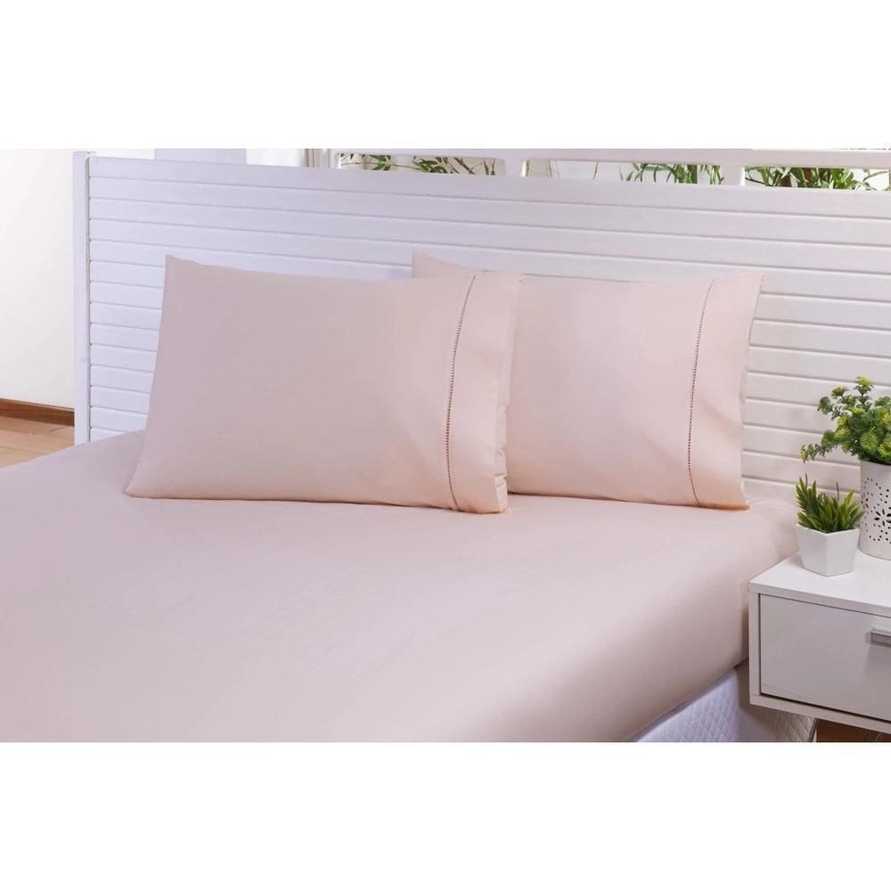 Kit 04 Fronhas 70X50Cm Percal 100% Algodo 300 Fios Ponto