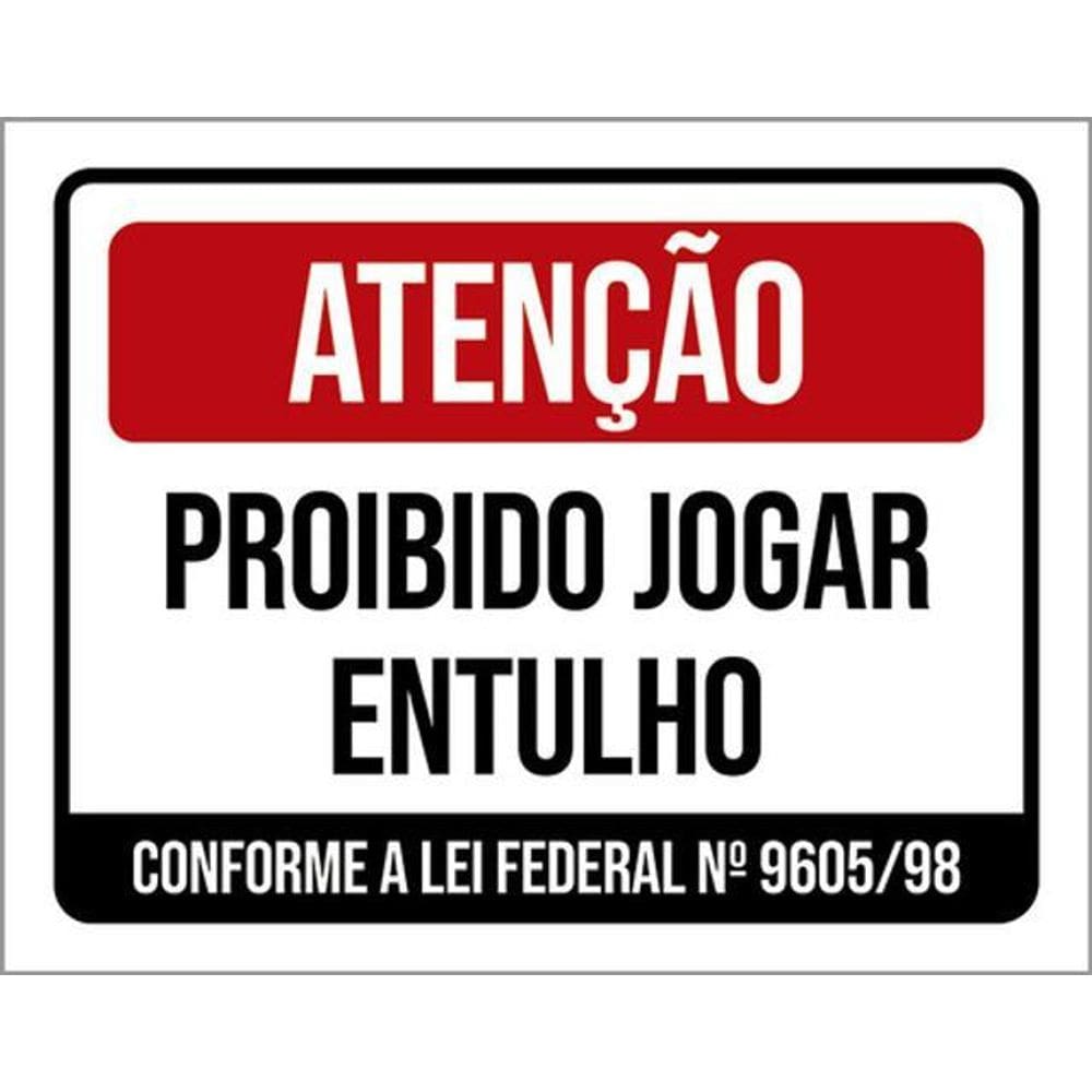 Kit 10 Placas De Atenção Proibido Jogar Entulho 36X46