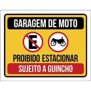 Kit 10 Placas De Garagem Moto Proibido Estacionar 36X46