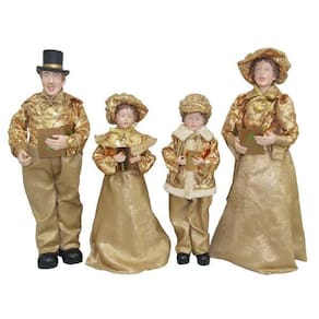 Familia Natalina Pai Mãe Filhos Dourado Decoração Natal 50Cm