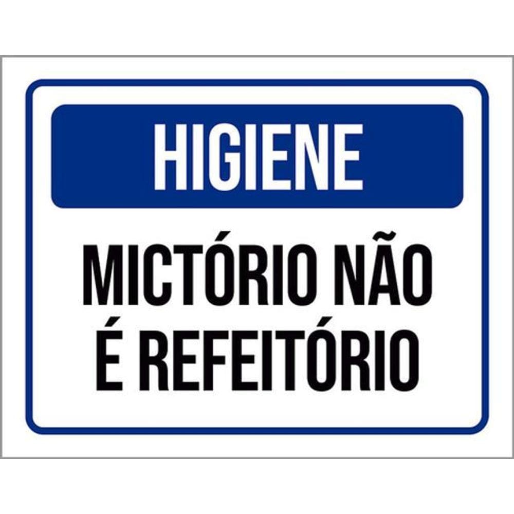 Kit 5 Placas Higiene Mictório Não É Refeitório Azul 36X46