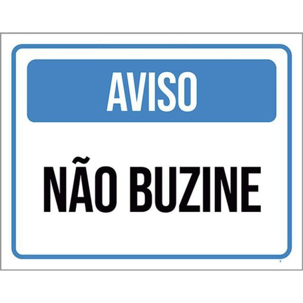 Kit 10 Placas Aviso Não Buzine Azul 36X46