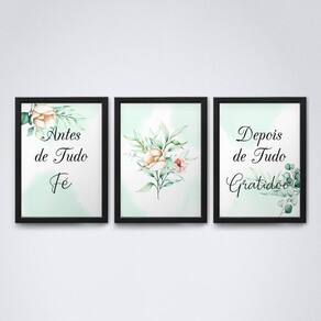 Quadros Decorativos Fé e Gratidão | V9 | Moldura Preta | A4