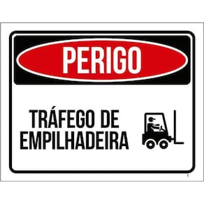 Kit 5 Placas Perigo Tráfego Empilhadeira 36X46