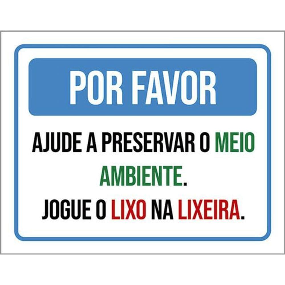 Kit 10 Placa Favor Aju Preservar Meio Ambiente Lixo 36X46