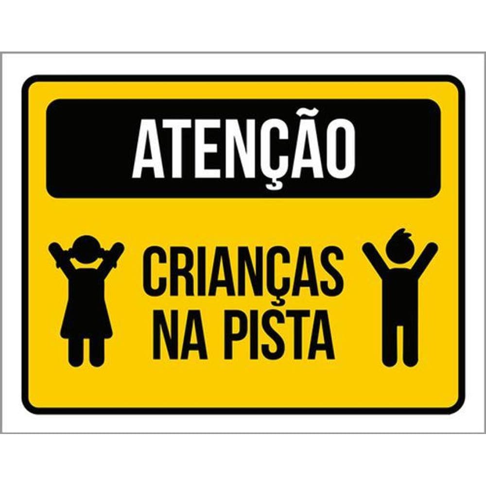 Kit 3 Placas Atenção Crianças Na Pista 36X46