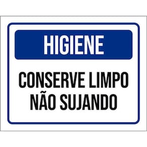 Kit 10 Placas Higiene Conserve Limpo Não Sujando Azul 36X46