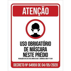 Kit 10 Placas Obrigatório Máscara Neste Prédio 36X46