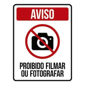 Kit 5 Placas Aviso Proibido Filmar Fotografar Ícone 36X46