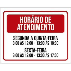 Kit 3 Placa Horário Atendimento Segunda Quinta 8 As 12 36X46
