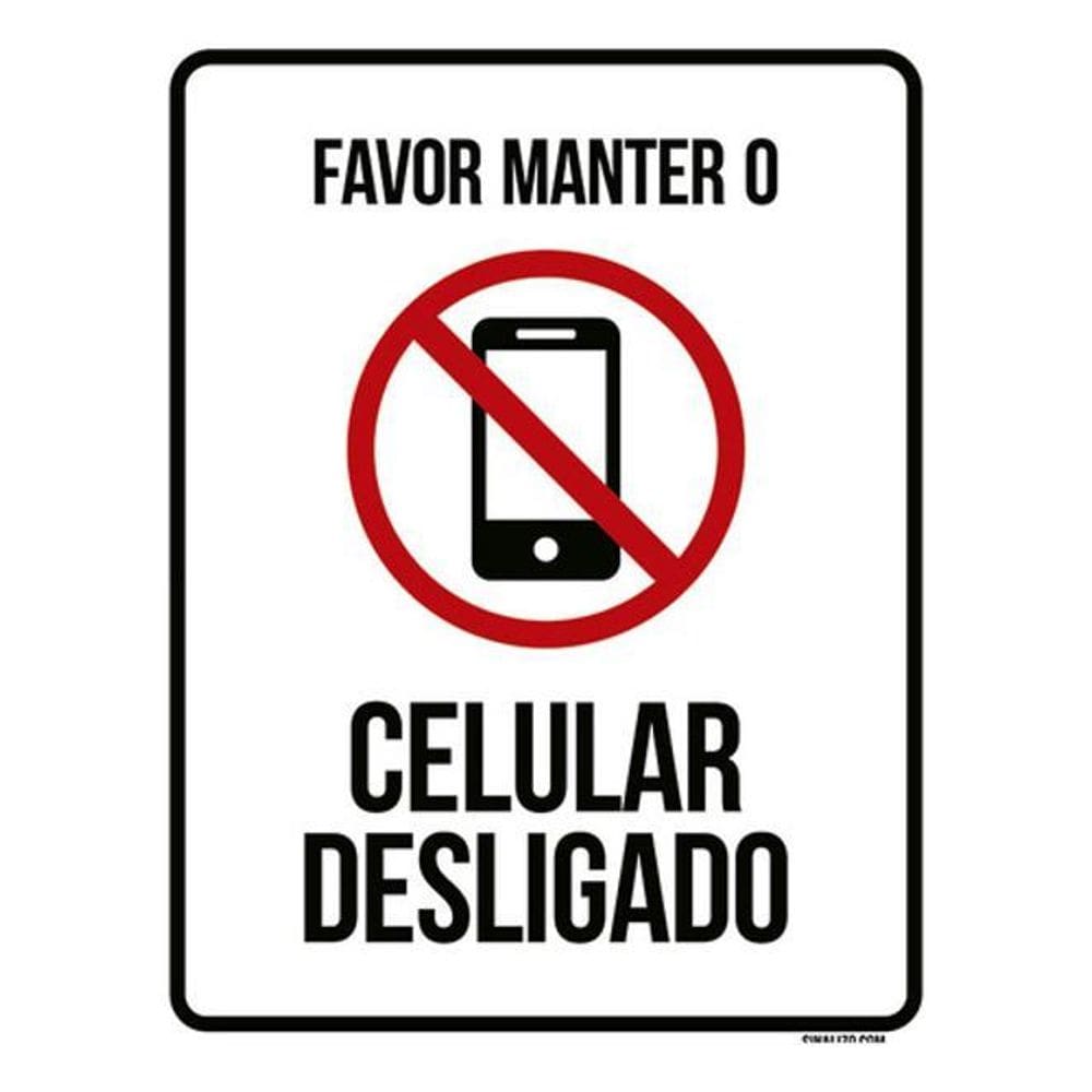 Kit 5 Placas Favor Manter Celular Desligado Ícone 36X46