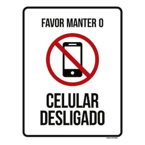 Kit 5 Placas Favor Manter Celular Desligado Ícone 36X46