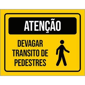 Kit 3 Placa Devagar Transito Pedestres Desenho 36X46
