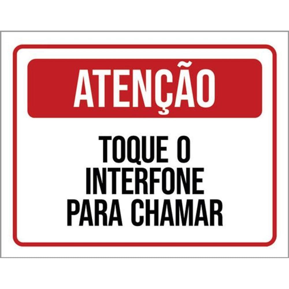 Kit 5 Placas Atenção Toque Interfone Para Chamar 36X46
