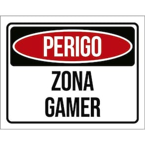 Kit 3 Placas Perigo Zona Gamer 36X46