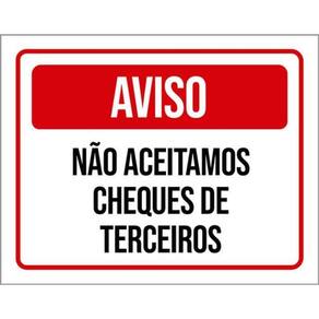 Kit 10 Placas Aviso Não Aceitamos Cheques De Terceiros 36X46