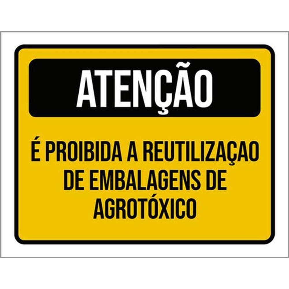 Kit 3 Placas Atenção Proibida Reutilização Embalagem 36X46