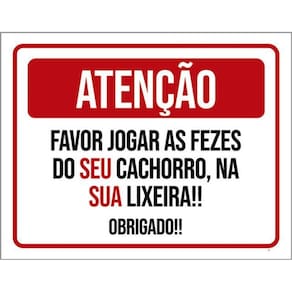Kit 5 Placas Jogar Fezes Cachorro Na Sua Lixeira 36X46