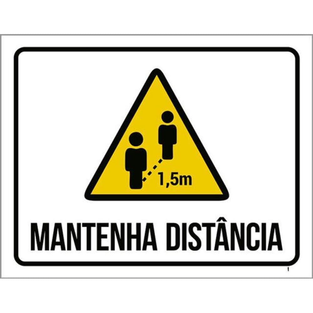 Kit 10 Placas Mantenha Distancia 1M5 Ícone 36X46