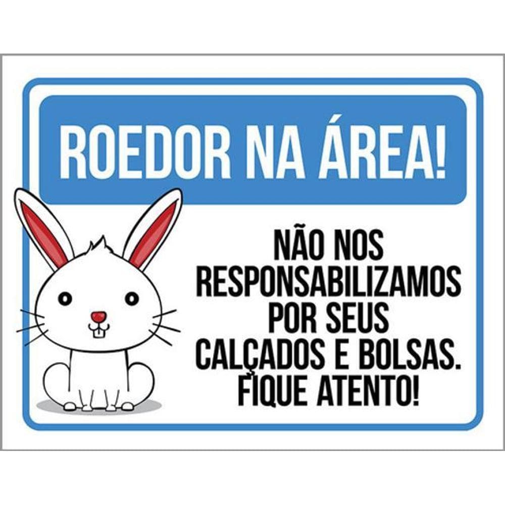 Kit 5 Placas Roedor Na Área Cuidado 36X46